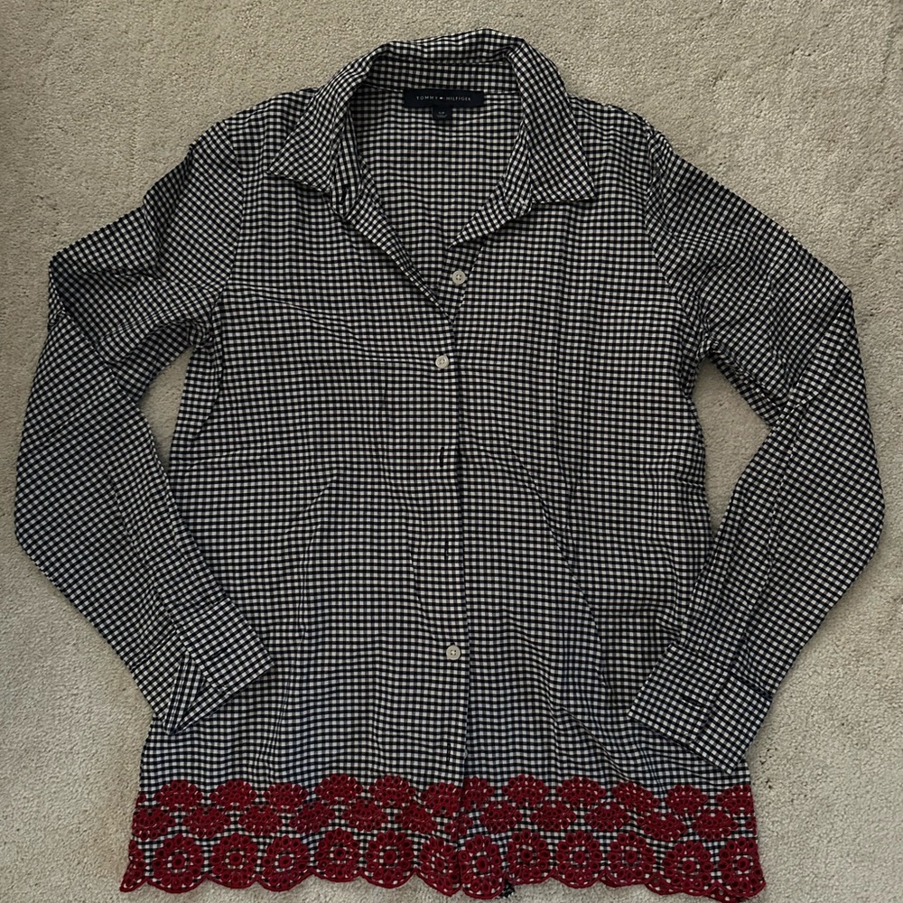 Tommy Hilfiger Navy and White Checkered Shirt